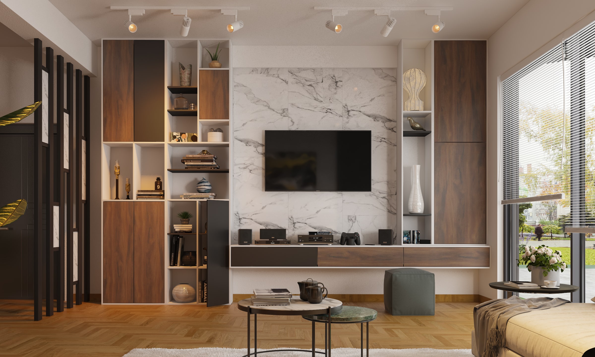 living room interior design wooden