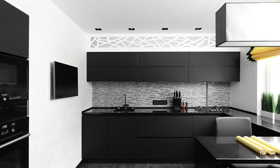 modular kitchen design black and white